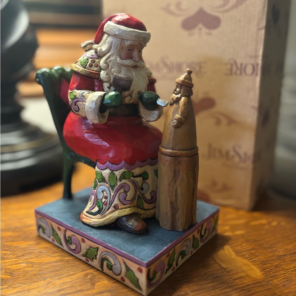 Jim Shore Santa with Toy Workshop Figurine - Red, Green, Brown